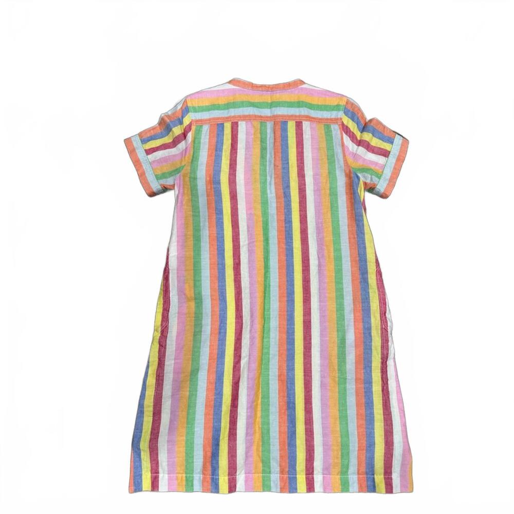 J. Crew Pastel Rainbow Striped Linen Blend Knee Length Shift Dress- Size Small - Picture 4 of 8